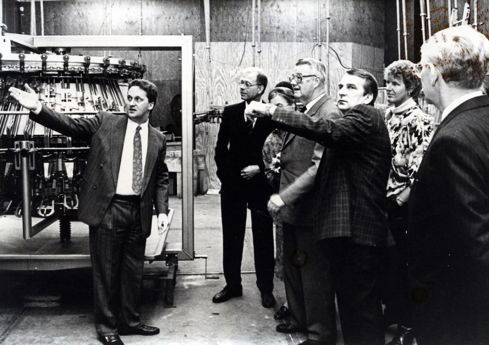 Historic Joop Meijn presenting poultry processing technology to visitors
